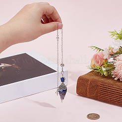 Natural Lapis Lazuli & Resin Hexagonal Pointed Dowsing Pendulums&nbsp;AJEW-CN0008-32B