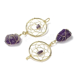 Raw Rough Natural Amethyst Coppwer Wire Wrapped Big Pendants&nbsp;G-G314-02G-05