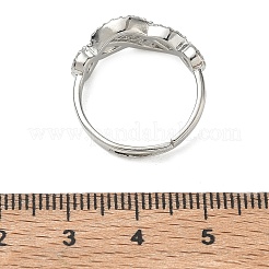 Adjustable Brass & Clear Cubic Zirconia Finger Rings with Interwoven Design&nbsp;CU-CBA7E55-06P