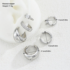 Brass Micro Pave Cubic Zirconia Huggie Hoop Earrings Sets for Women&nbsp;WG3E7D3-01