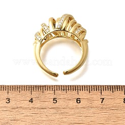 Brass Micro Pave Clear Cubic Zirconia Cuff Rings for Women&nbsp;RJEW-Q008-04G