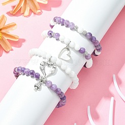 4Pcs 4 Style Natural Mixed Gemstone Beaded Stretch Bracelets Set&nbsp;BJEW-JB09562