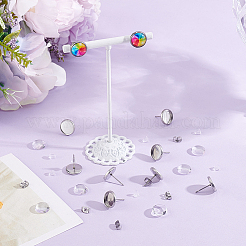 50Pcs 304 Stainless Steel Flat Round Stud Earring Settings&nbsp;STAS-BBC0010-39B