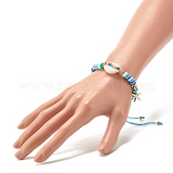 Natural Cowrie Shell Braided Bead Bracelet&nbsp;BJEW-JB07373-01