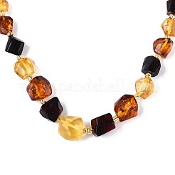 Natural Amber Nuggets and Rice Graduated Beaded Necklaces&nbsp;NJEW-T019-07