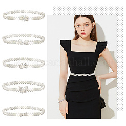 5Pcs 5 Style Acrylic Pearl Braided Stretch Chain Belt with Alloy Clasp&nbsp;AJEW-GA0004-49