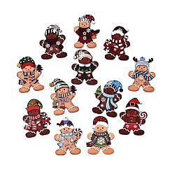 12Pcs Christmas UV Single Face Printed Wood Pendant Decorations&nbsp;WOOD-N020-23