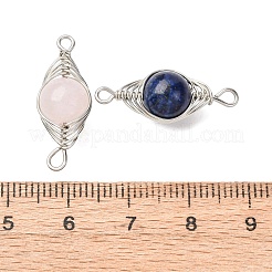 Copper Wire Wrapped Natural Gemstone Connector Charms&nbsp;PALLOY-JF02915