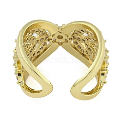 Infinity Brass Micro Pave Clear Cubic Zirconia Open Cuff Rings&nbsp;RJEW-Z046-05G-02