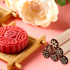 6Pcs 6 Styles Round Wooden Traditional Chinese Moon Cake Stamps&nbsp;AJEW-OC0004-20