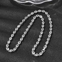 Brass Micro Pave Cubic Zirconia Geometric Tennis Necklaces&nbsp;NJEW-C121-02B-P