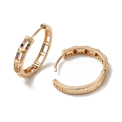 Brass Micro Pave Colorful Cubic Zirconia Hoop Earrings&nbsp;EJEW-M238-65KCG