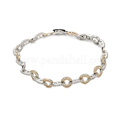 Brass Micro Pave Clear Cubic Zirconia Link Chain Bracelets for Women&nbsp;BJEW-B145-02