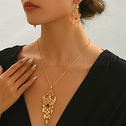 Elegant Geometric Brass Pave Cubic Zirconia Dangle Earrings & Pendant Necklaces Sets for Women&nbsp;EC3167