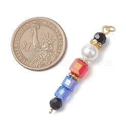 Glass & Shell Pearl & Brass Beads Pendants&nbsp;PALLOY-JF04806
