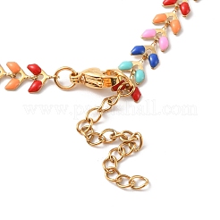 Enamel Ear of Wheat Link Chain Necklace&nbsp;NJEW-H169-01G