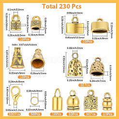 80Pcs 8 Styles Tibetan Style Alloy Cord Ends&nbsp;FIND-SC0022-17