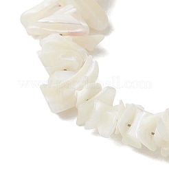 Natural White Mother of Pearl Shell Chip Bead Bracelets for Couple Friendship&nbsp;BJEW-JB11533-01