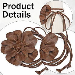 Flower PU Leather Wrap Waist Belts for Women&nbsp;AJEW-WH20816-058D