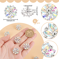 6Pcs 1-Hole Brass Rhinestone Shank Button&nbsp;AJEW-GA0006-90A
