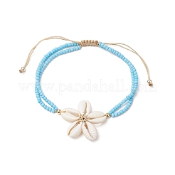 Adjustable Natural Cowrie Shell Beaded Braided Anklets&nbsp;AJEW-AN00686-01