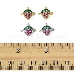 4Pcs 2 Colors Brass Pave Cubic Zirconia Fruit Connector Charms&nbsp;KK-FS0001-73B