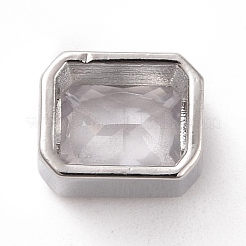 Eco-friendly Brass Micro Pave Clear Cubic Zirconia Beads&nbsp;KK-D079-25P