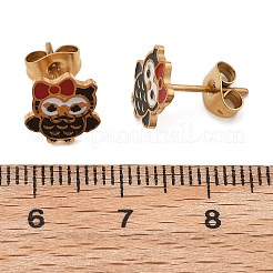 Brass Enamel Stud Earrings&nbsp;EJEW-B119-01G-01