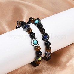 Natural & Synthetic Mixed Gemstone Beaded Stretch Bracelets for Women Men&nbsp;BJEW-Q031-01A