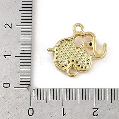 Rack Plating Brass Micro Pave Clear Cubic Zirconia Elephant Connector Charms&nbsp;KK-U032-29G-01