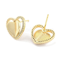Brass Micro Pave Clear Cubic Zirconia Studs Earring for Women&nbsp;EJEW-S217-A01