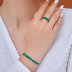 Elegant Fashion Rectangle Brass Rhinestone Slider Bracelets & Cuff Rings Sets&nbsp;TK3165-2