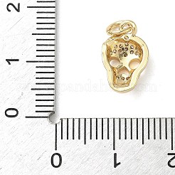 Halloween Theme Brass Micro Pave Cubic Zirconia Skull Charms&nbsp;KK-L248-03G