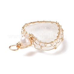 Natural Quartz Crystal & Freshwater Pearl Pendants&nbsp;PALLOY-JF01661-06