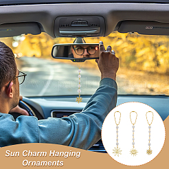 3Pcs 3 Styles Alloy Enamel Sun Charm Iron Ball Chains Haning Ornaments&nbsp;HJEW-OC00293