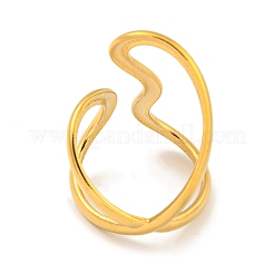 Ion Plating(IP) 304 Stainless Steel Open Cuff Ring for Women&nbsp;RJEW-A043-24G