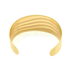 304 Stainless Steel Wavy Open Cuff Bangles for Women&nbsp;BJEW-Q344-02G