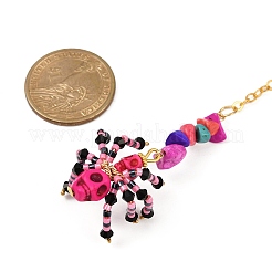 Halloween Theme Spider & Skull Dyed Synthetic Turquoise & Glass Seed Beads Pendant Decorations&nbsp;HJEW-MZ00282-01