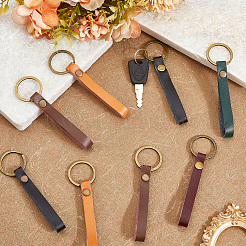 10Pcs 5 Colors Cowhide Leather Keychain&nbsp;KEYC-SC0001-67
