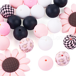 1Bag Sunflower & Round Silicone Focal Beads&nbsp;SIL-TA0003-42