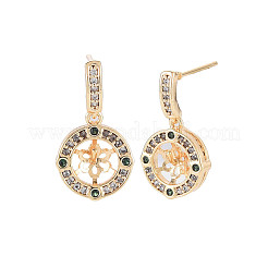 Brass Micro Pave Cubic Zirconia Stud Earring Findings&nbsp;KK-S364-063
