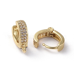 Brass Micro Pave Cubic Zirconia Huggie Hoop Earring Findings&nbsp;ZIRC-G158-12G