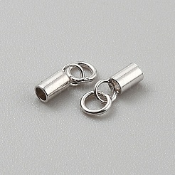 Rhodium Plated Sterling Silver Cord Ends&nbsp;FIND-WH0152-837A-P