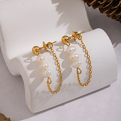 Oval 304 Stainless Steel Chain Tassel Stud Earrings&nbsp;BJ9106
