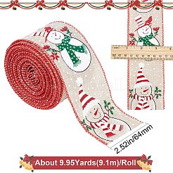 Printed Polyester Imitation Linen Wrapping Ribbon&nbsp;OCOR-WH0077-53