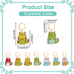 Cat Printed Wooden Pendant Stitch Markers&nbsp;HJEW-AB00320