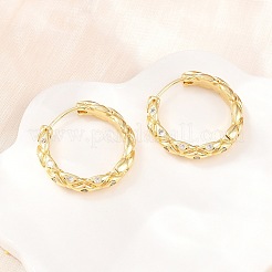 Brass Micro Pave Cubic Zirconia Hoop Earrings&nbsp;EJEW-P346-05G-01