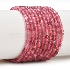 Faceted Rondelle Natural Pink Tourmaline Beads Strands&nbsp;G-F289-45-01