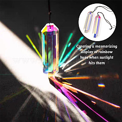 2Pcs Rectangle Glass Hanging Ornaments&nbsp;HJEW-TAC0187
