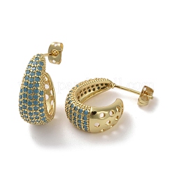 Brass Micro Pave Cubic Zirconia Stud Earrings&nbsp;EJEW-H308-10G-06